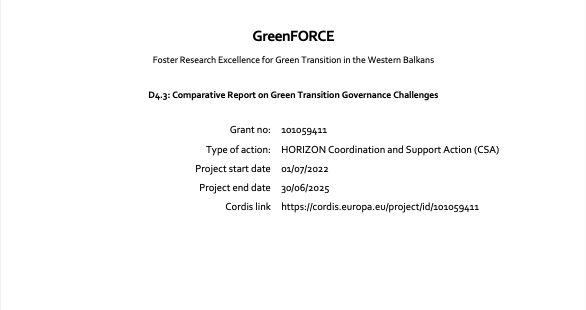 GreenFORCE – Raport Krahasues mbi Sfidat e Qeverisjes së Tranzicionit të Gjelbër